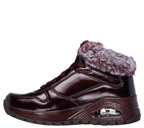 Ghete sport, femei, SKECHERS UNO RUGGED-FIESTY WINTER 168126-BURG bordo, piele lacuita